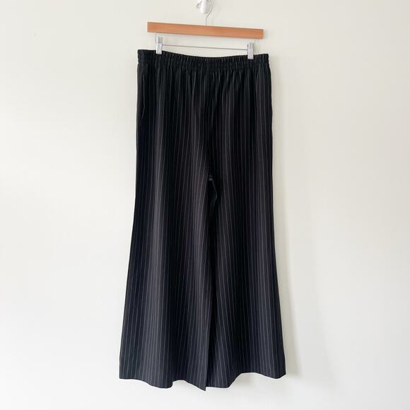 Reformation Black and White Pinstripe Tully Wide Leg Pull On Pant, Size XL - Picture 6 of 16